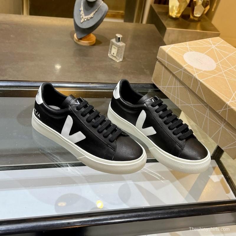 2025 Unisex VEJA Black White Leather Sneakers