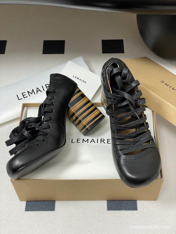 Lemaire 2025 SS Spring Collection Ballet Flats Derby Shoes with Laces Flat Heel and High Heel - KFY00310