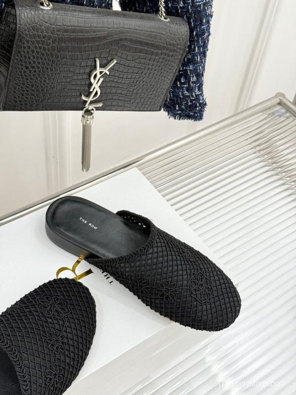 2025 Slippers Unisex The Row Black Mesh LY00360