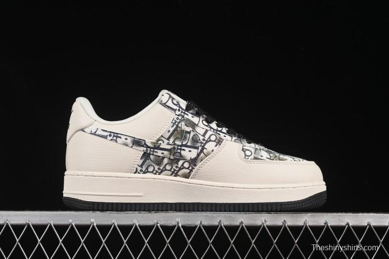 Nike Air Force 1 '07 Low Dior Collaboration Gray Floral Low-Top Casual Sneakers - DF0188-064