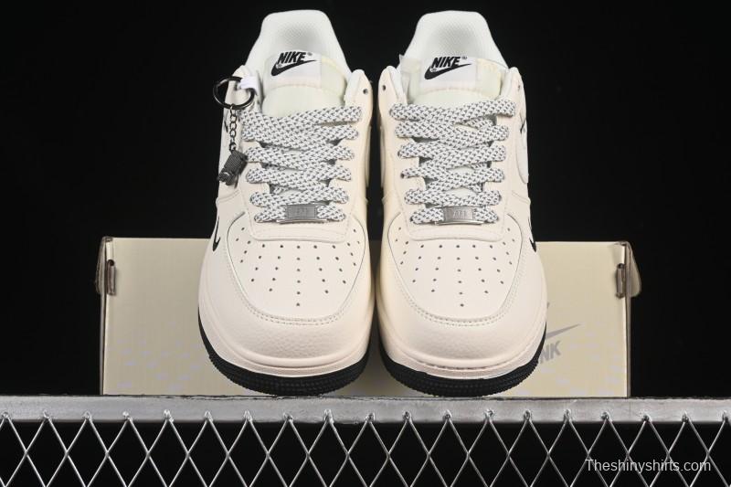 Nike Air Force 1'07 Low Casual Sneakers with Triple Black Swoosh - XX3168-183