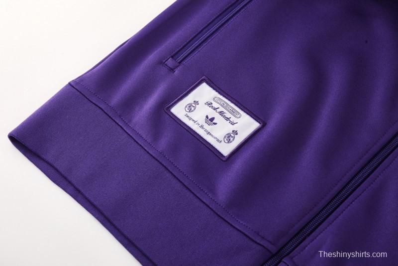 25/26 Real Madrid Purple Full Zipper Jacket +Long Pants