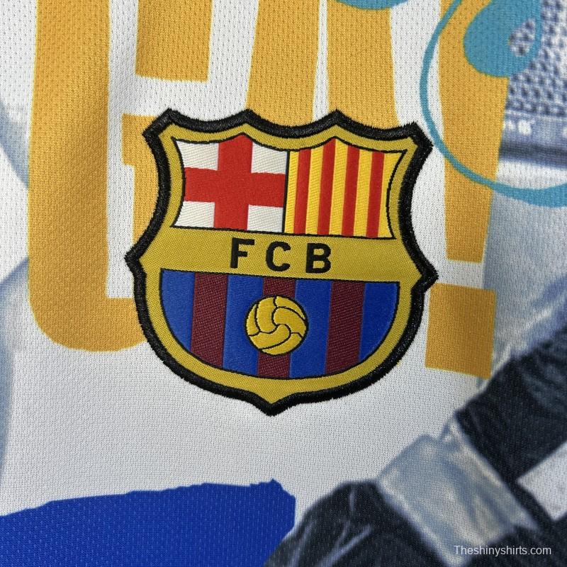 25/26 FC Barcelona White with Collage Art Jersey