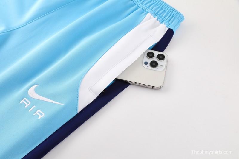 2025 Nike Air Tracksuit Set - Light Blue with Navy Accents Full Zipper Jacket + Long Pants