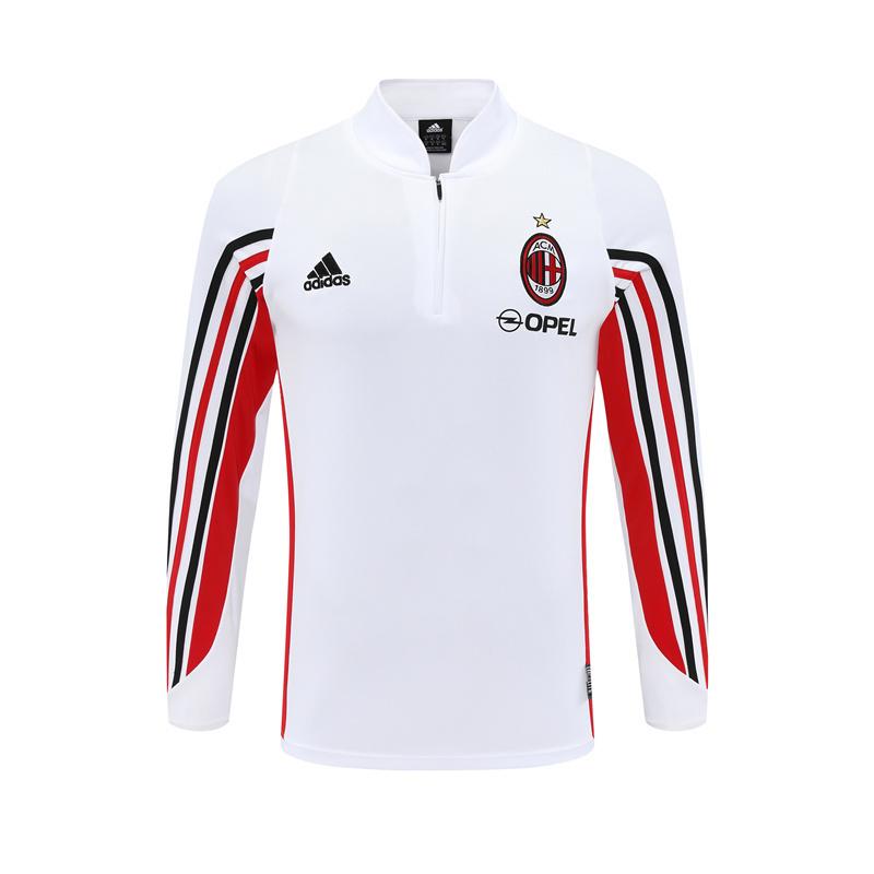 Retro 03/04 AC Milan White Half Zipper Jacket+Long Pants