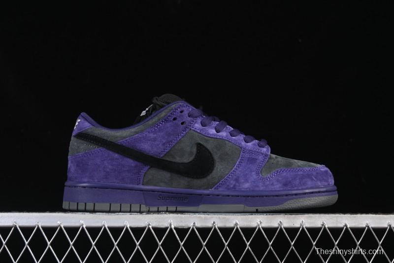 Nike Supreme x Dunk SB Dunk Low Casual Skate Shoes Gray Purple - HQ8487-500