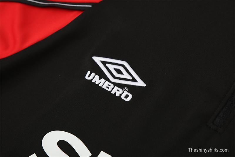 Retro 98/99 Manchester United Black Half Zipper Jacket+Long Pants