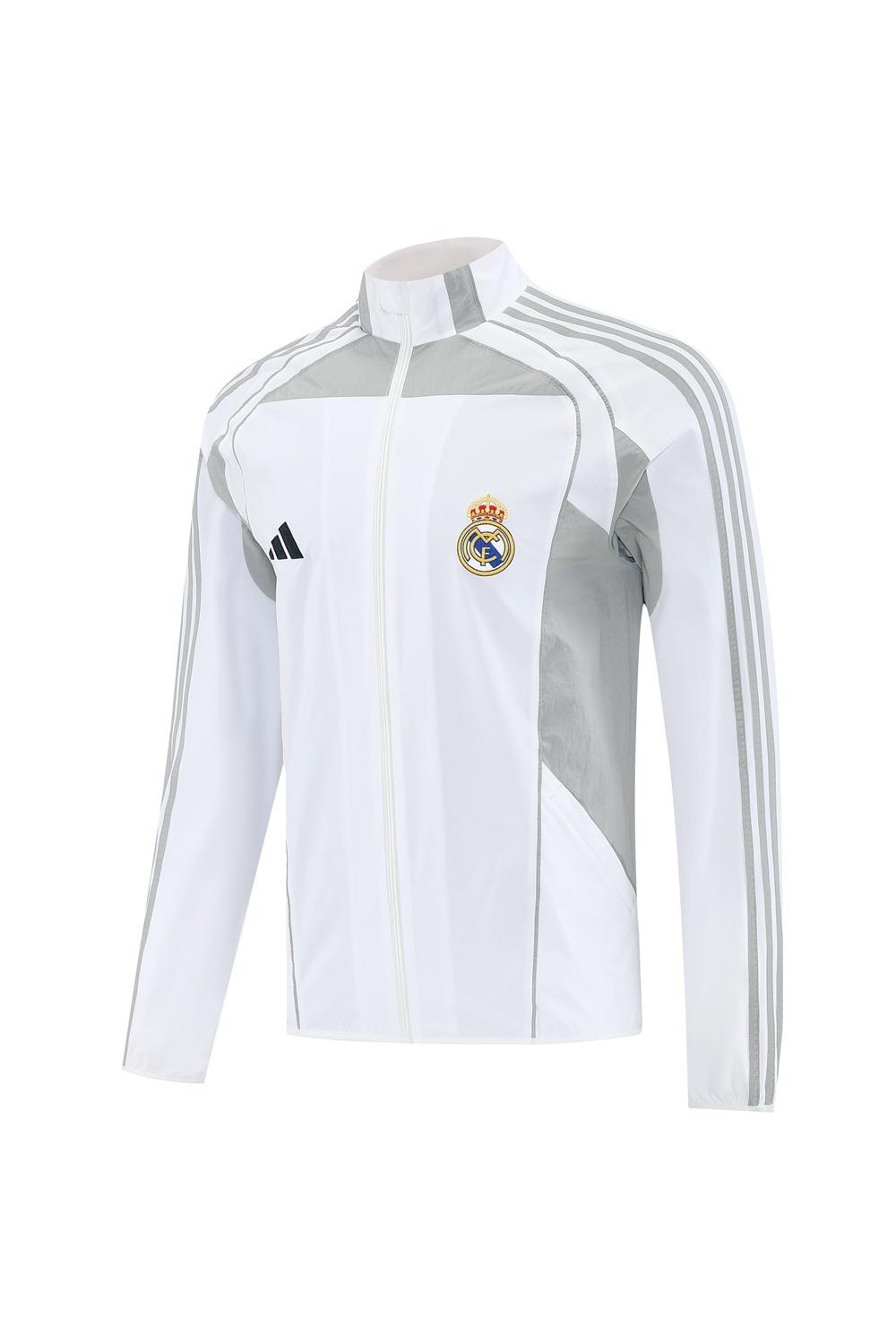 25/26 Real Madrid White Half Zipper Jacket+Long Pants S-3XL