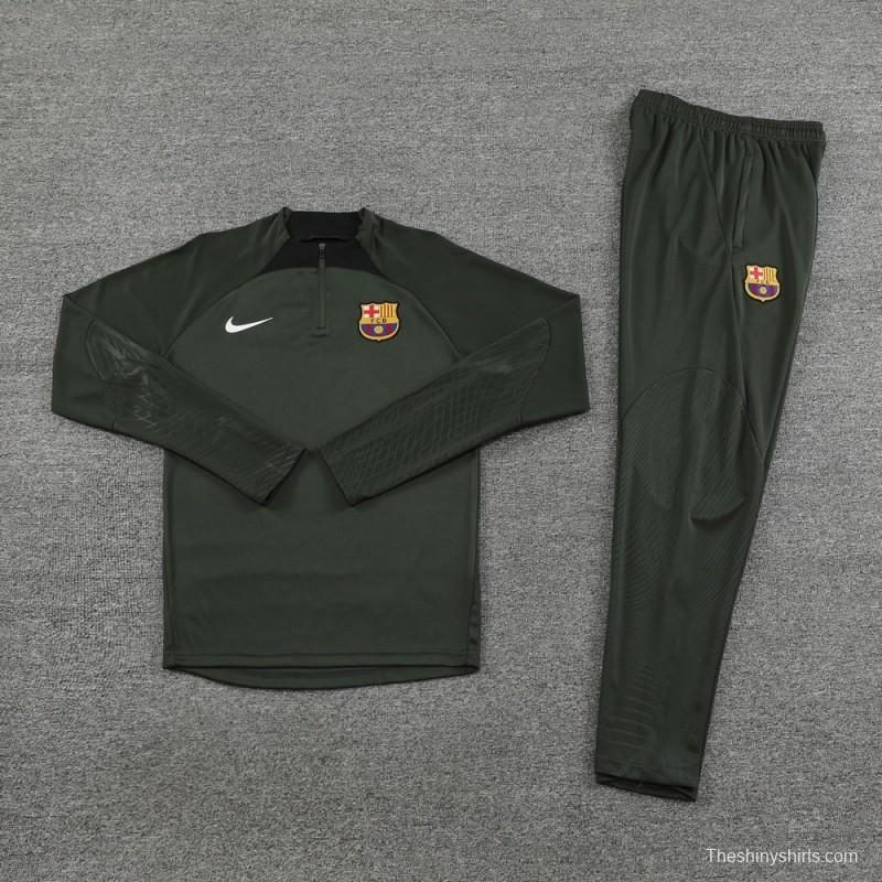 23/24 Barcelona Dark Green S-2XL Half Zipper Jacket+Long Pants