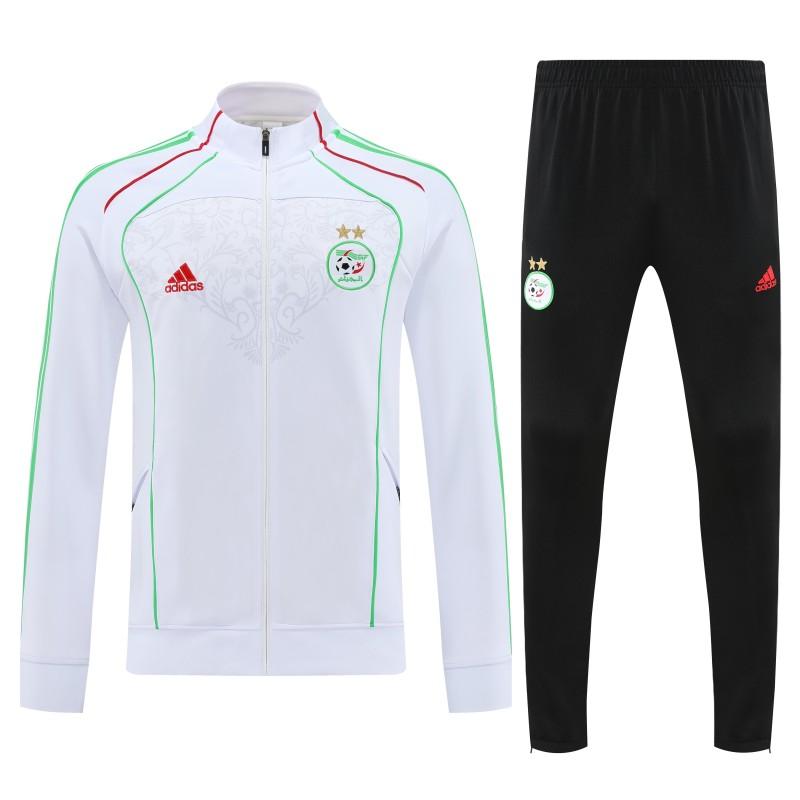 2026 Algeria White with Green and Red Stripes FULL Zipper Jacket Tracksuit +Long Pants