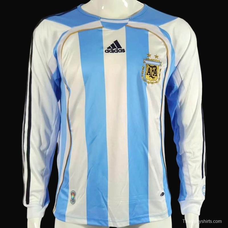 Retro 2006 Argentina Home Long SLeeve Jersey