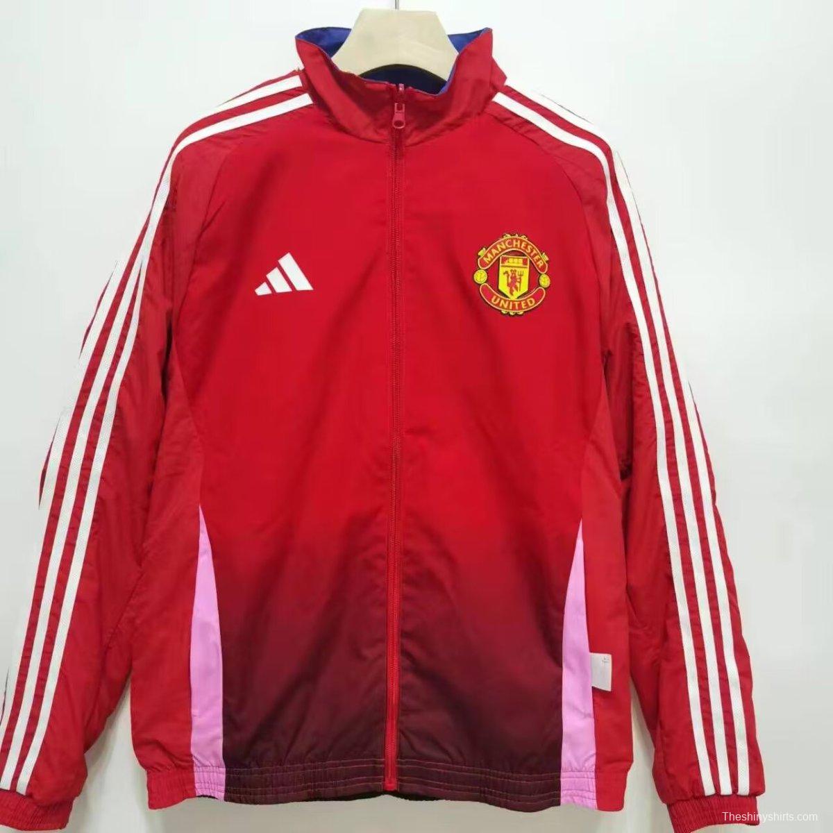 2024 Manchester Untied Black/Red Reversible Windbreaker