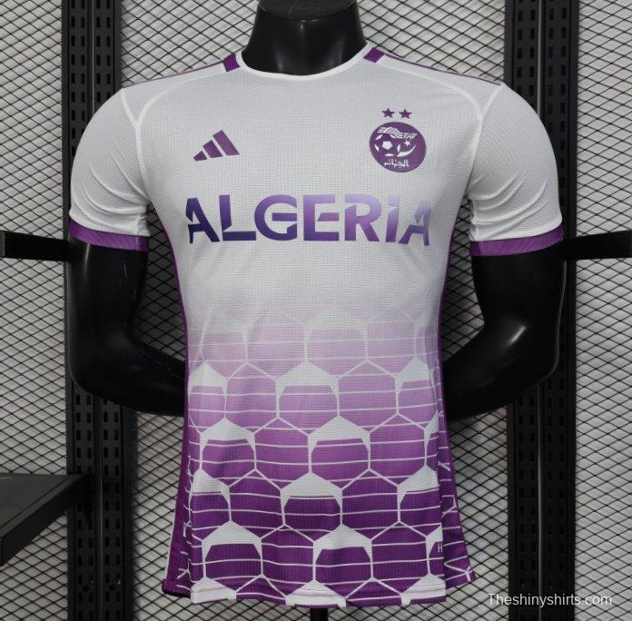 Player Version 2025 Algeria White with Purple Honeycomb Pattern Jersey