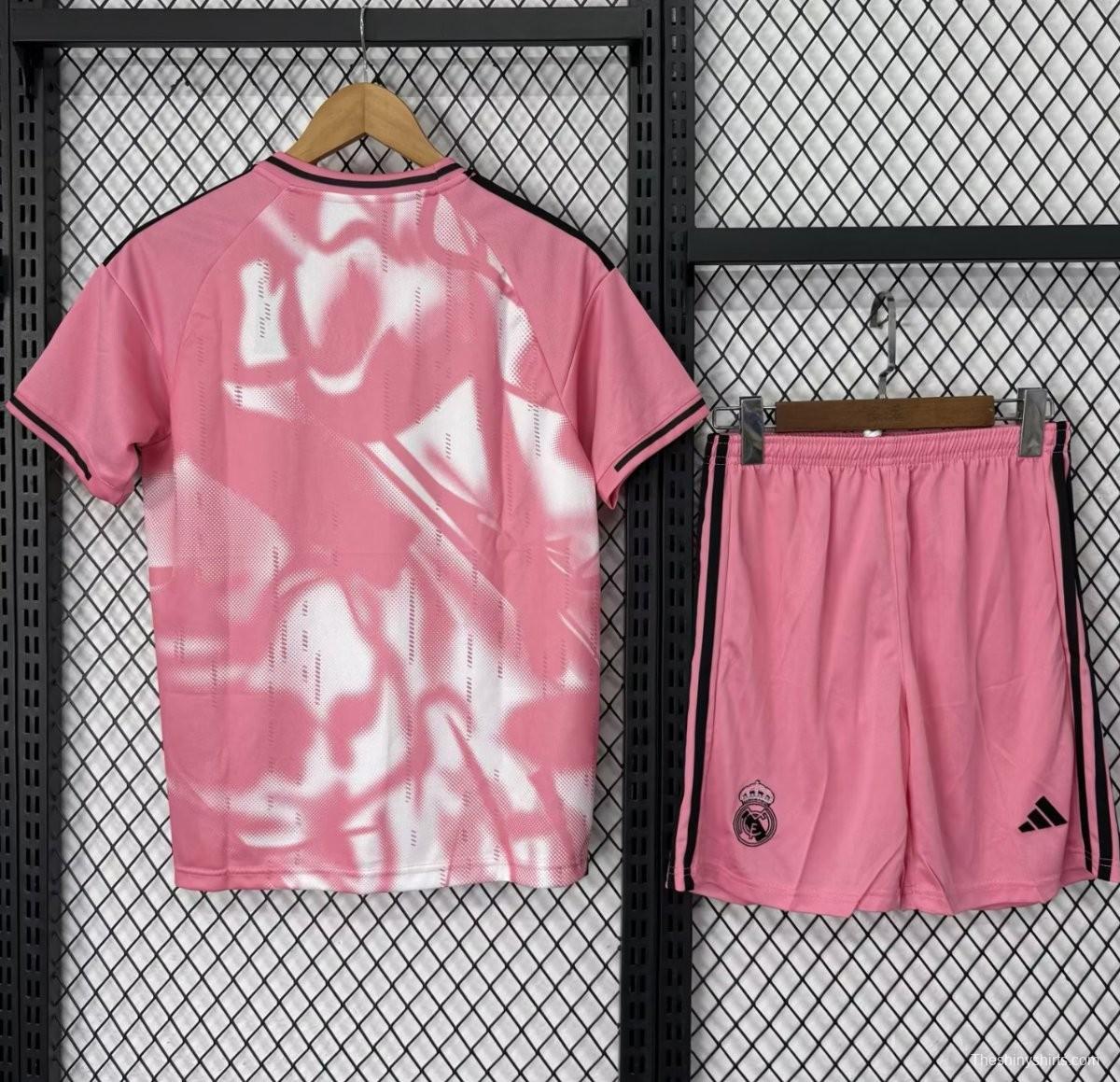 25/26 Kids Real Madrid Pink with Abstract Pattern Jersey